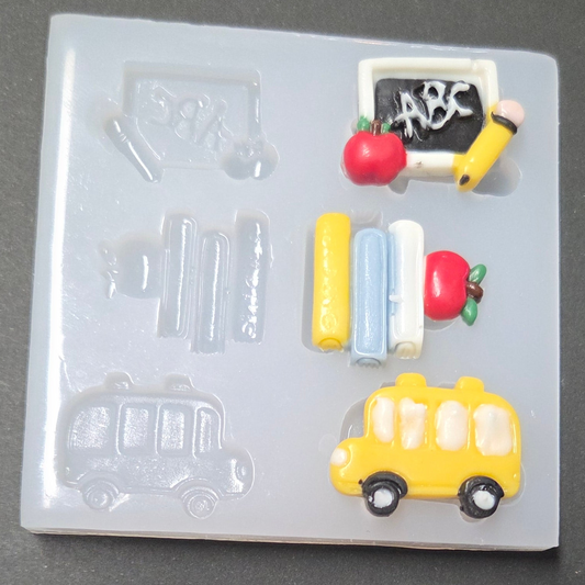 Bus, Book & Chalkboard silicone mold